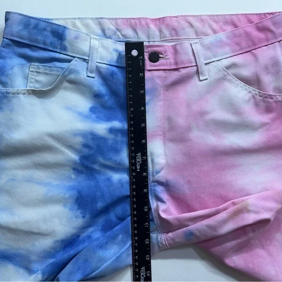 Dickies Tie Dyed Painter Pants Mens Size 34x34 Pink Blue Denim Carpenter